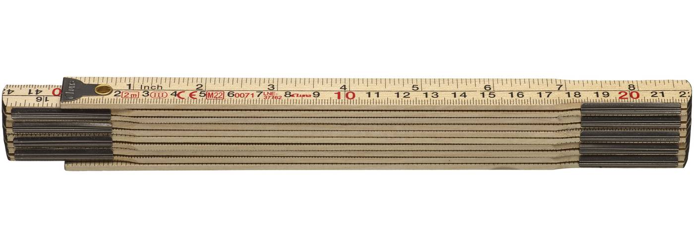 Metre rule mm inch wood 2m Luna