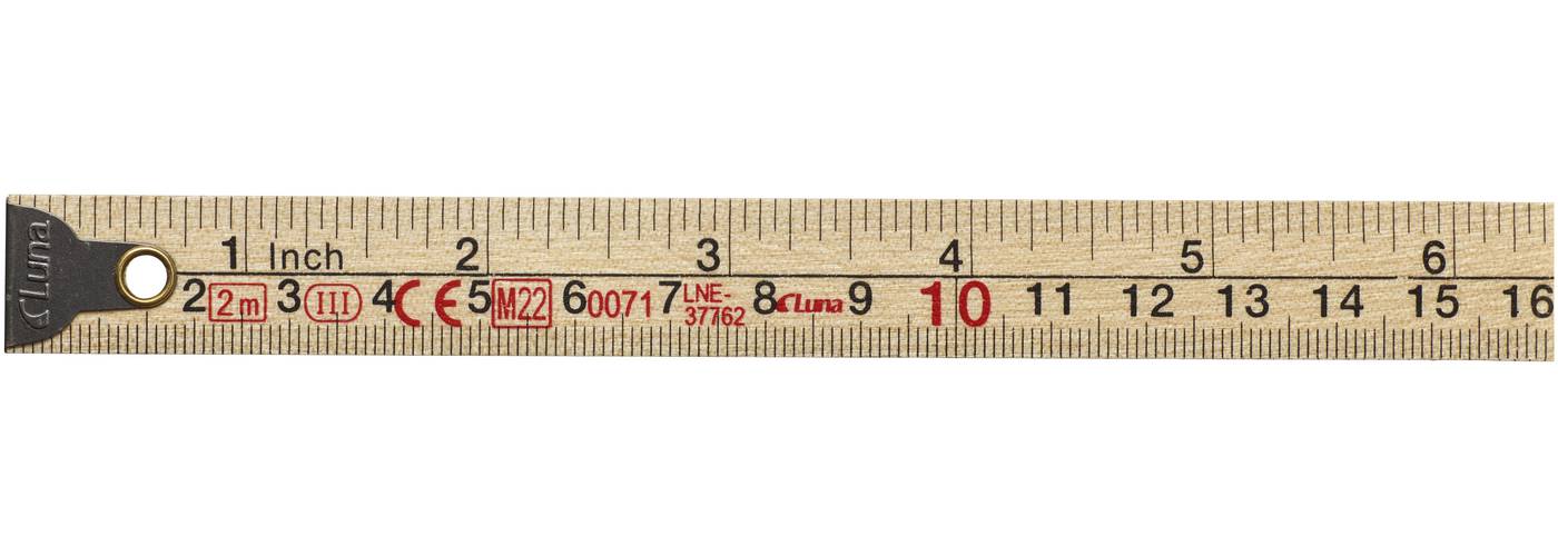 Metre rule mm inch wood 2m Luna
