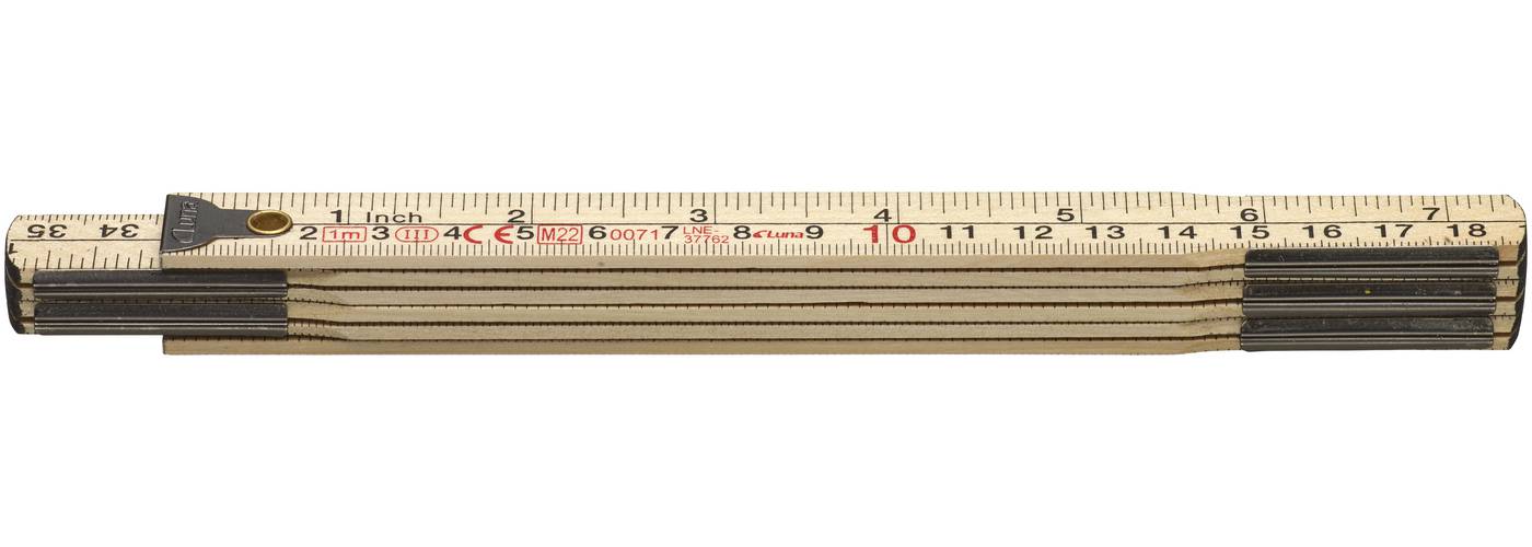 Metre rule mm inch wood 1m Luna