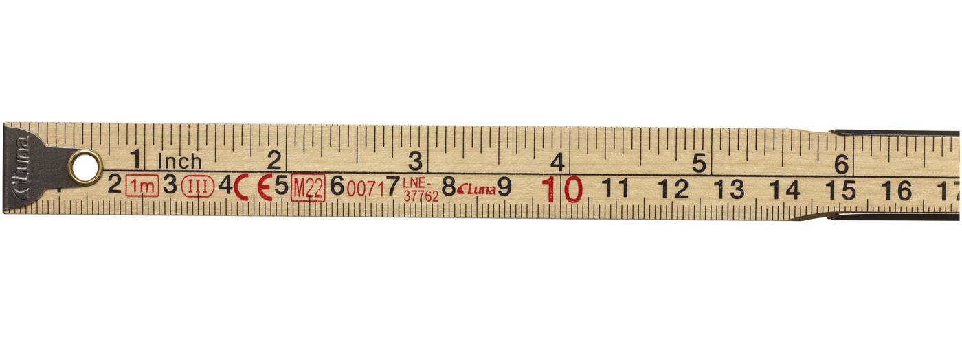 Metre rule mm inch wood 1m Luna