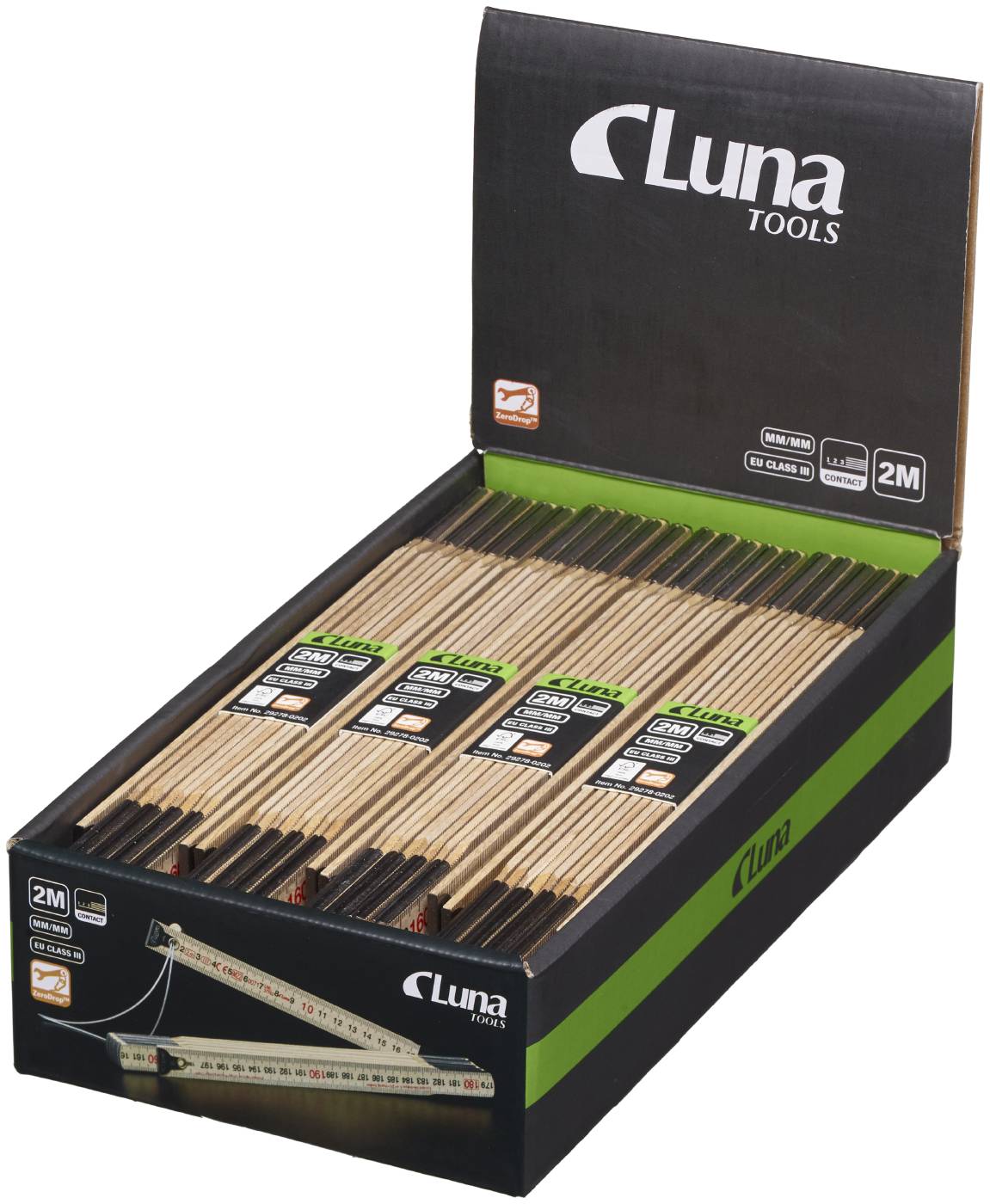 Contact metre rule mm wood 2 m Luna
