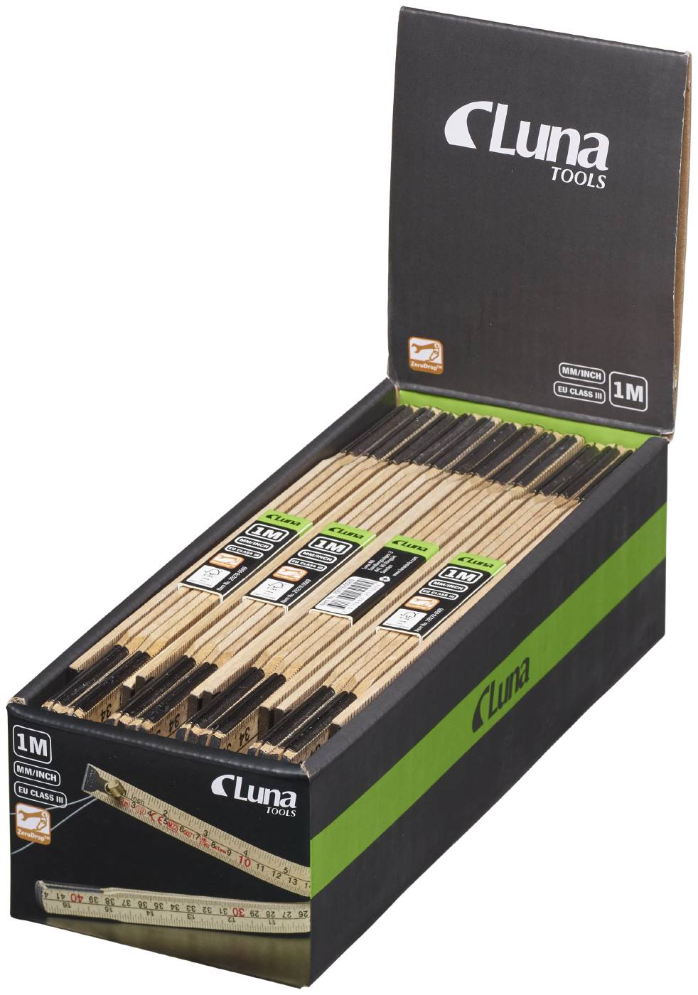 Metre rule mm inch wood 1m Luna