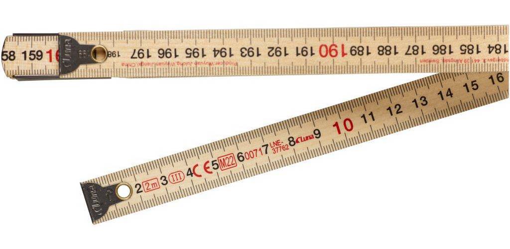 Contact metre rule mm wood 2 m Luna