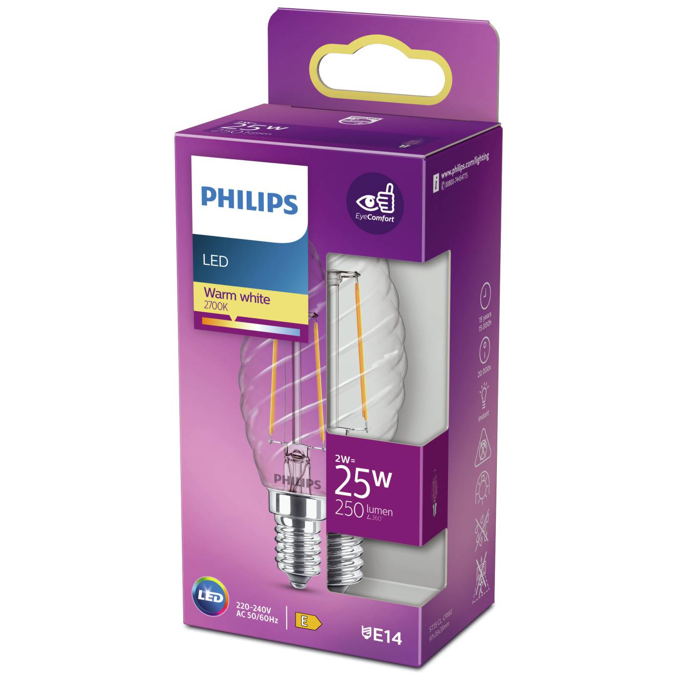 LED Kerte ST35 E14 klar Philips