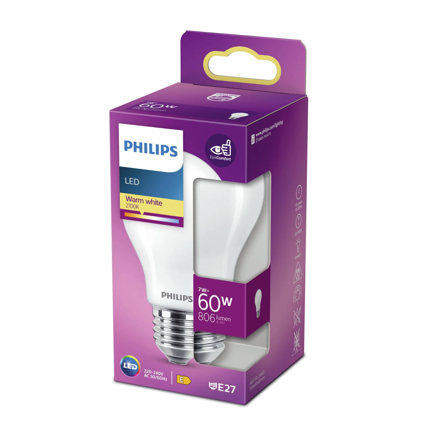 LED Classic pære E27 frostet Philips