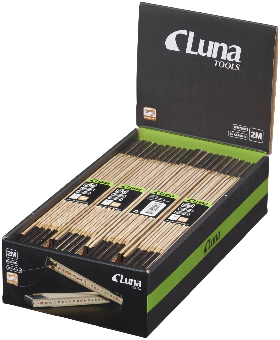 Metre rule mm wood 2m Luna