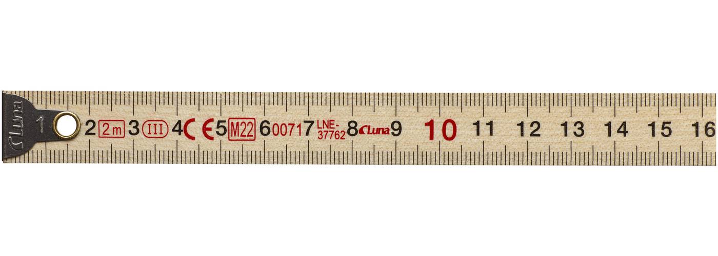 Metre rule mm wood 2m Luna