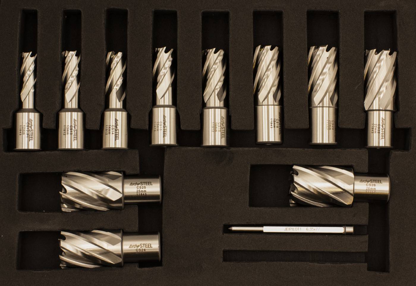 Core drill set Turbo Steel HSS 1''