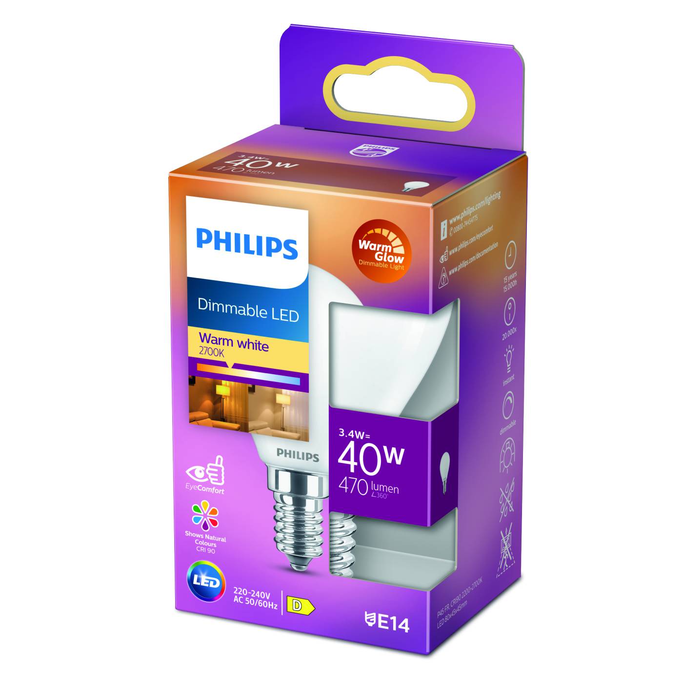 LED Classic Lustre E14 dæmpbar Philips