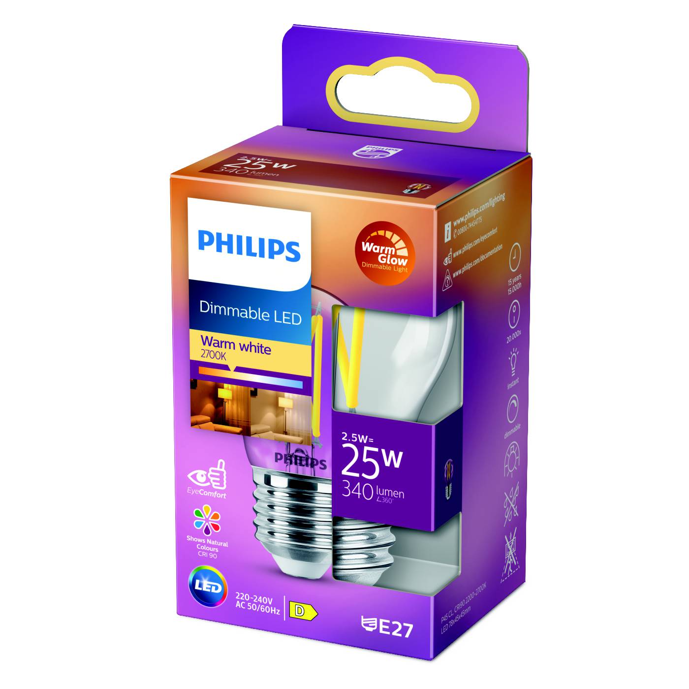 LED Classic pære E27 dæmpbar Philips