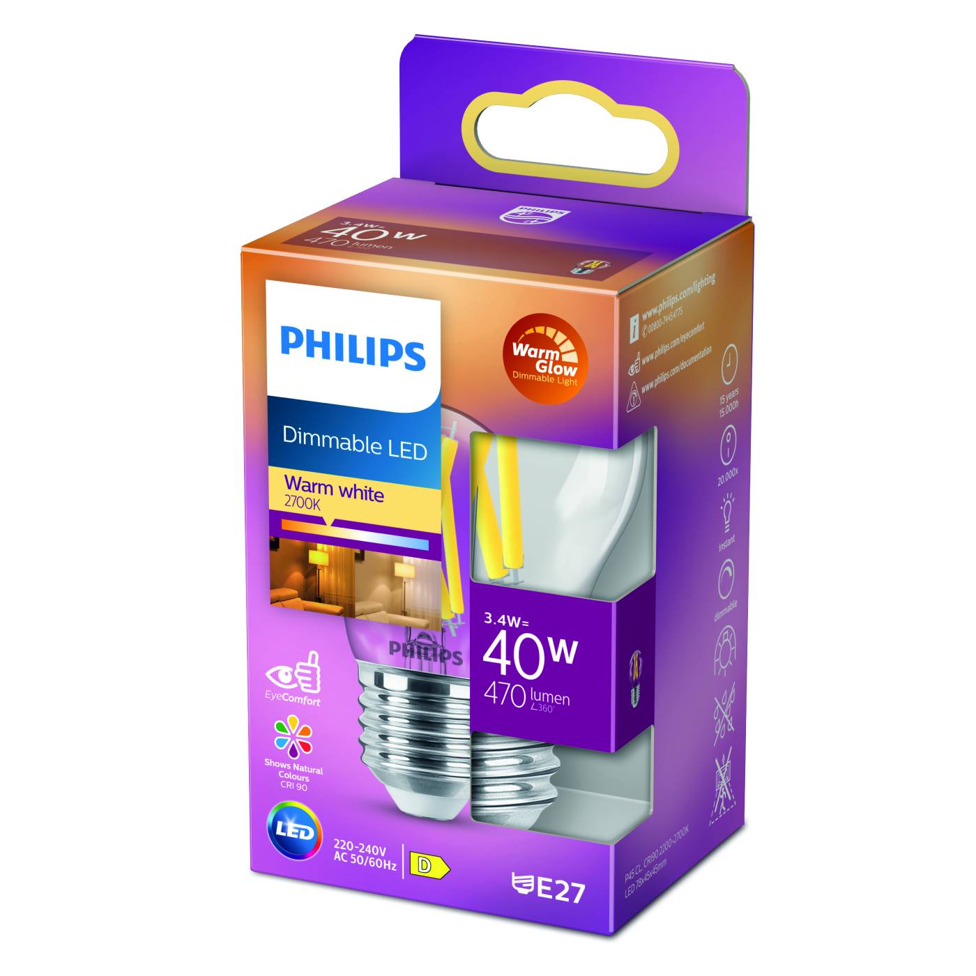 LED Classic pære E27 dæmpbar Philips