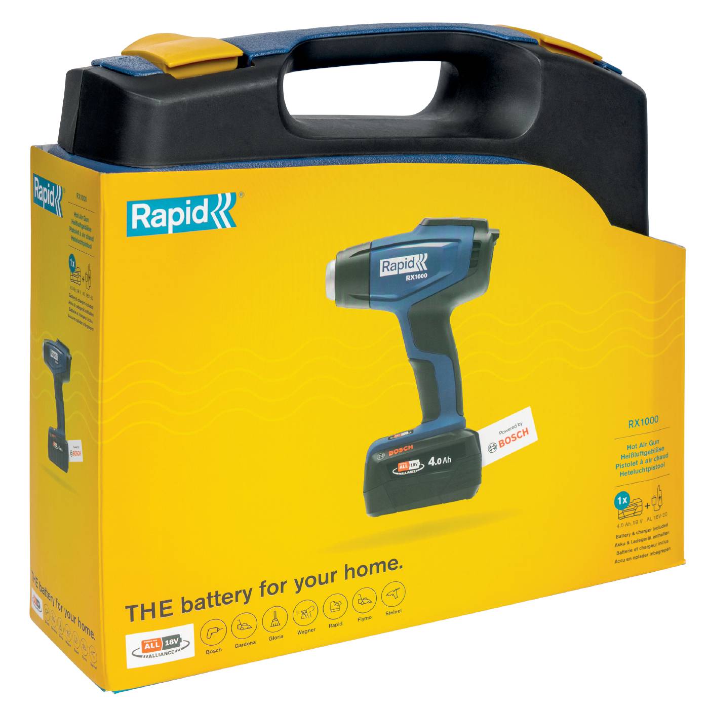 Hot air gun 18V Rapid RX1000 in case