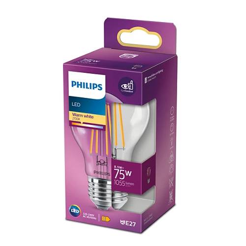 LED Classic pære E27 klar Philips