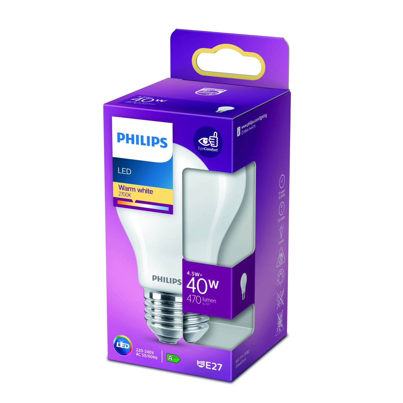 LED Classic pære E27 frostet Philips