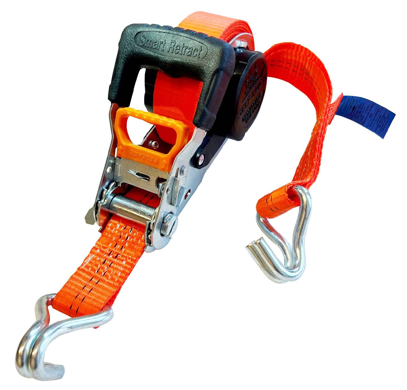 Lashing strap with automatic rewind