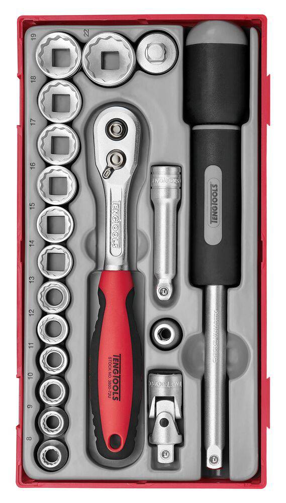 19 piece Socket wrench set. With 3/8" square drive Teng Tools TT381912