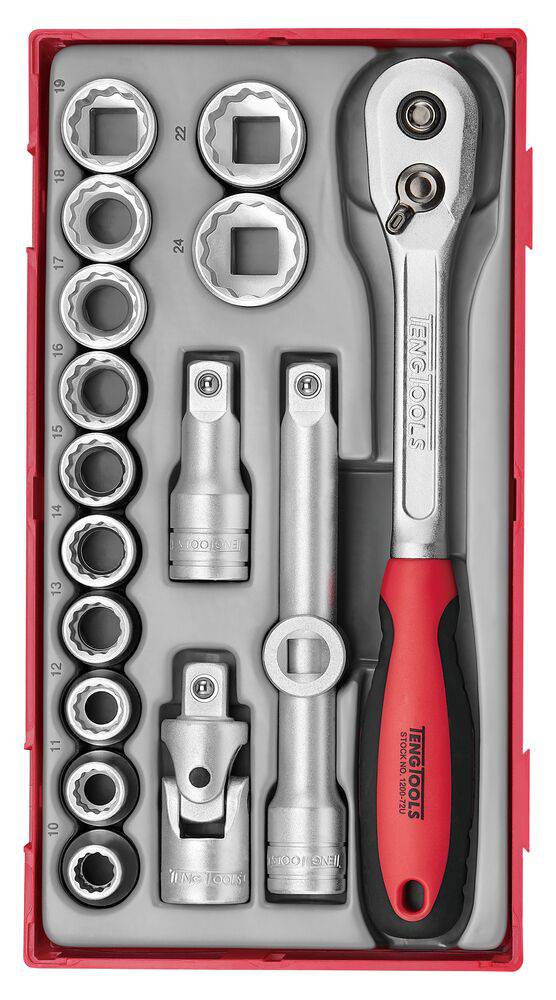 18 delars Hylsnyckelsats. Med 1/2'' fyrkantsfäste Teng Tools TT1218 / TT1218-6