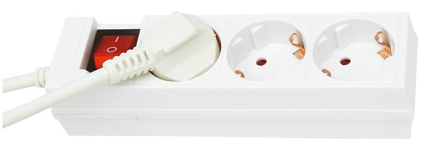 3-way power strip with switch and earth Malmbergs