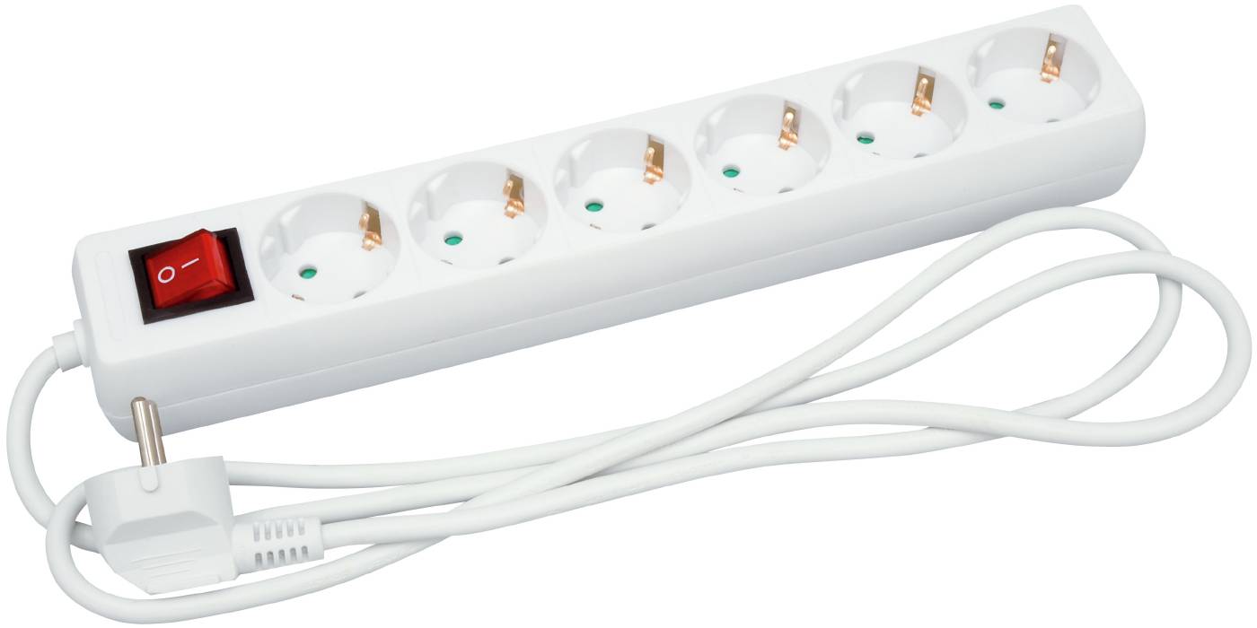 6-way power strip with earth and switch Malmbergs