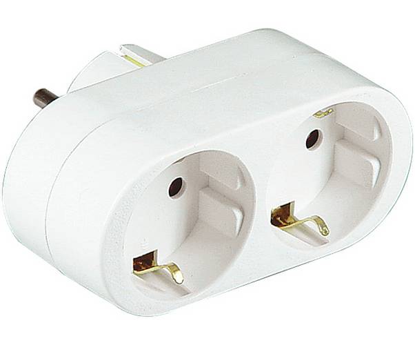 2-way multi-socket adapter with earth Malmbergs