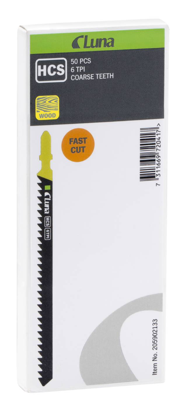 HCS jigsaw blades for wood, with milled cross-cut teeth