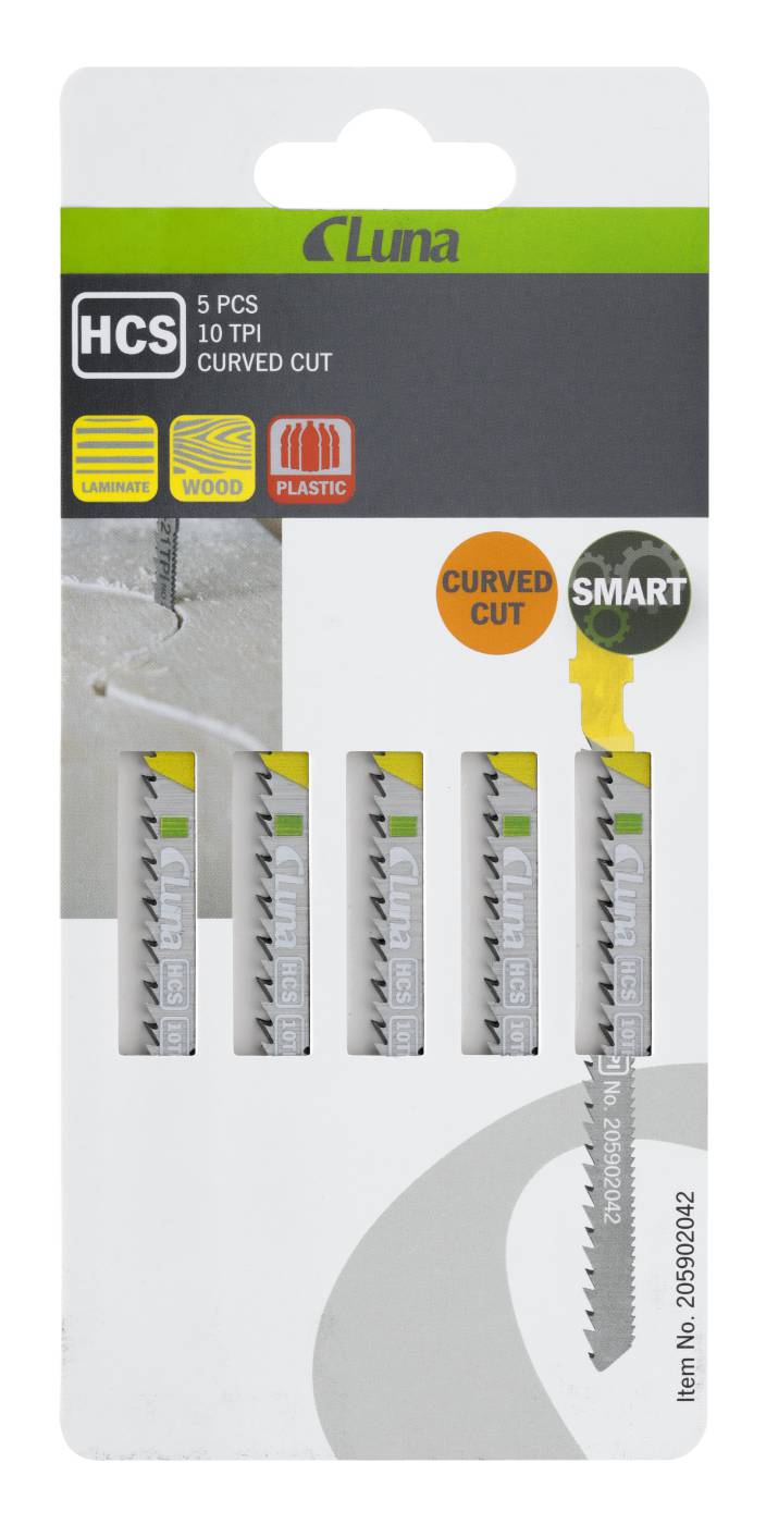 HCS jigsaw blades for wood, with ground teeth and a serrated back for good curve sawing