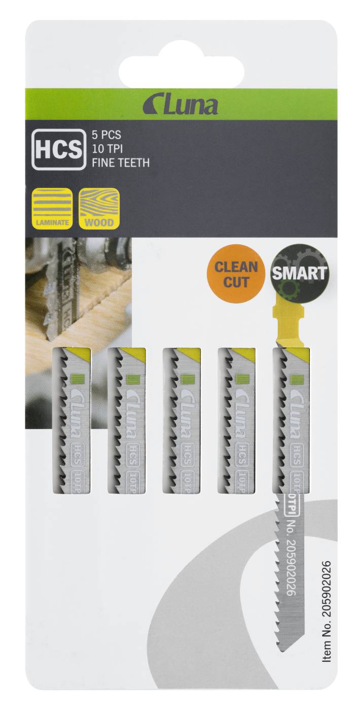 HCS jigsaw blades for wood and plastic, with ground teeth and tapered back TP 75