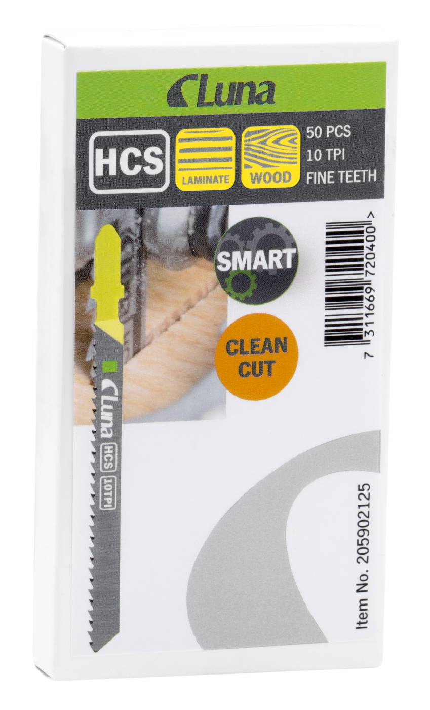 HCS jigsaw blades for wood and plastic, with ground teeth and tapered back TP 75