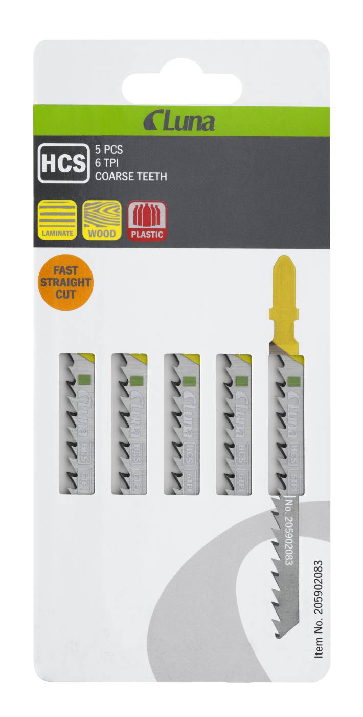 HCS jigsaw blades for wood and plastic, with ground teeth and tapered back