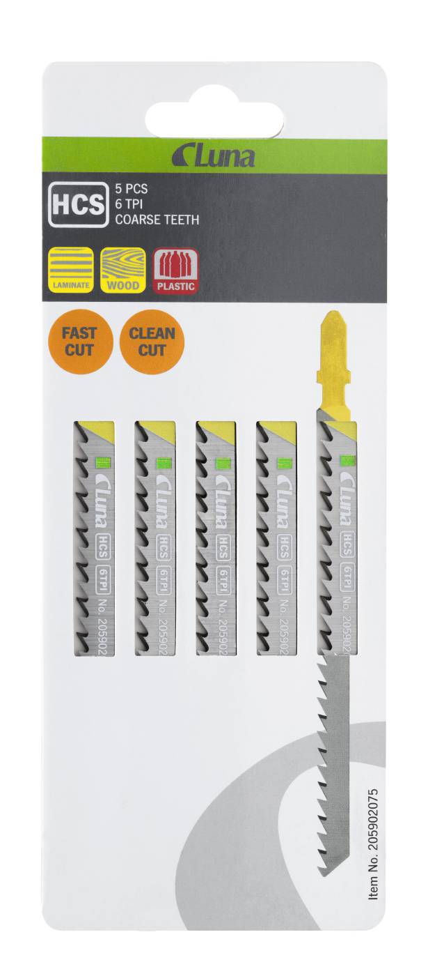 HCS jigsaw blades for wood and plastic, with ground teeth and tapered back