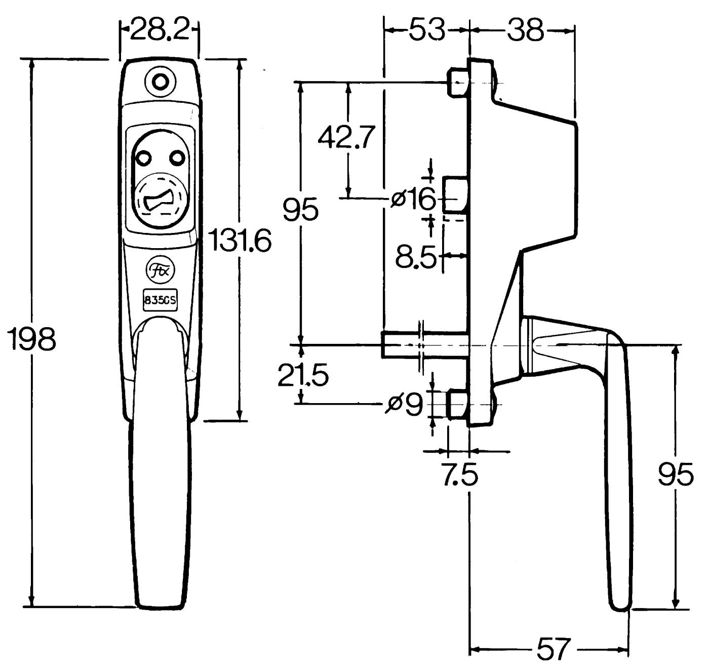 Safety handle Fix 835S, 837S