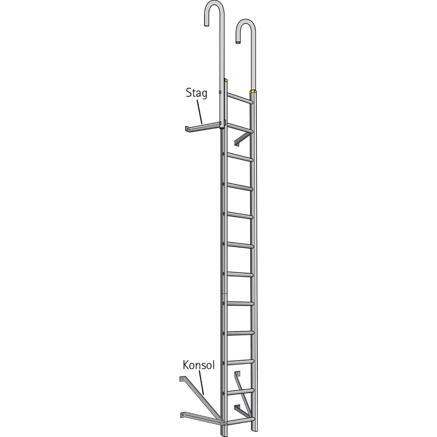 Wall and roof ladder steel W.steps Ladders