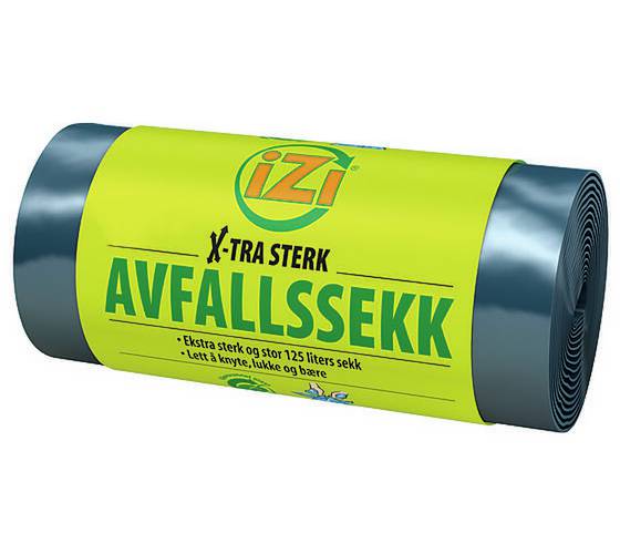 Garbage bag plastic IZI with tie handle 125 litres