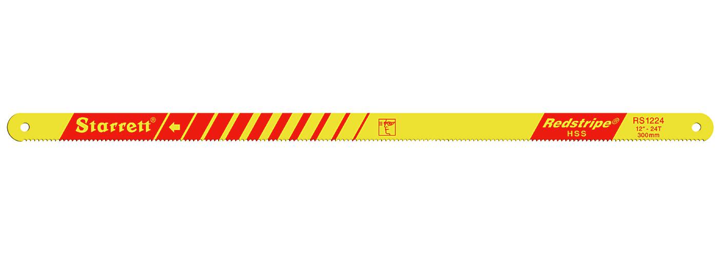 Molybdenum alloyed high speed steel hacksaw blade. Starrett Redstripe