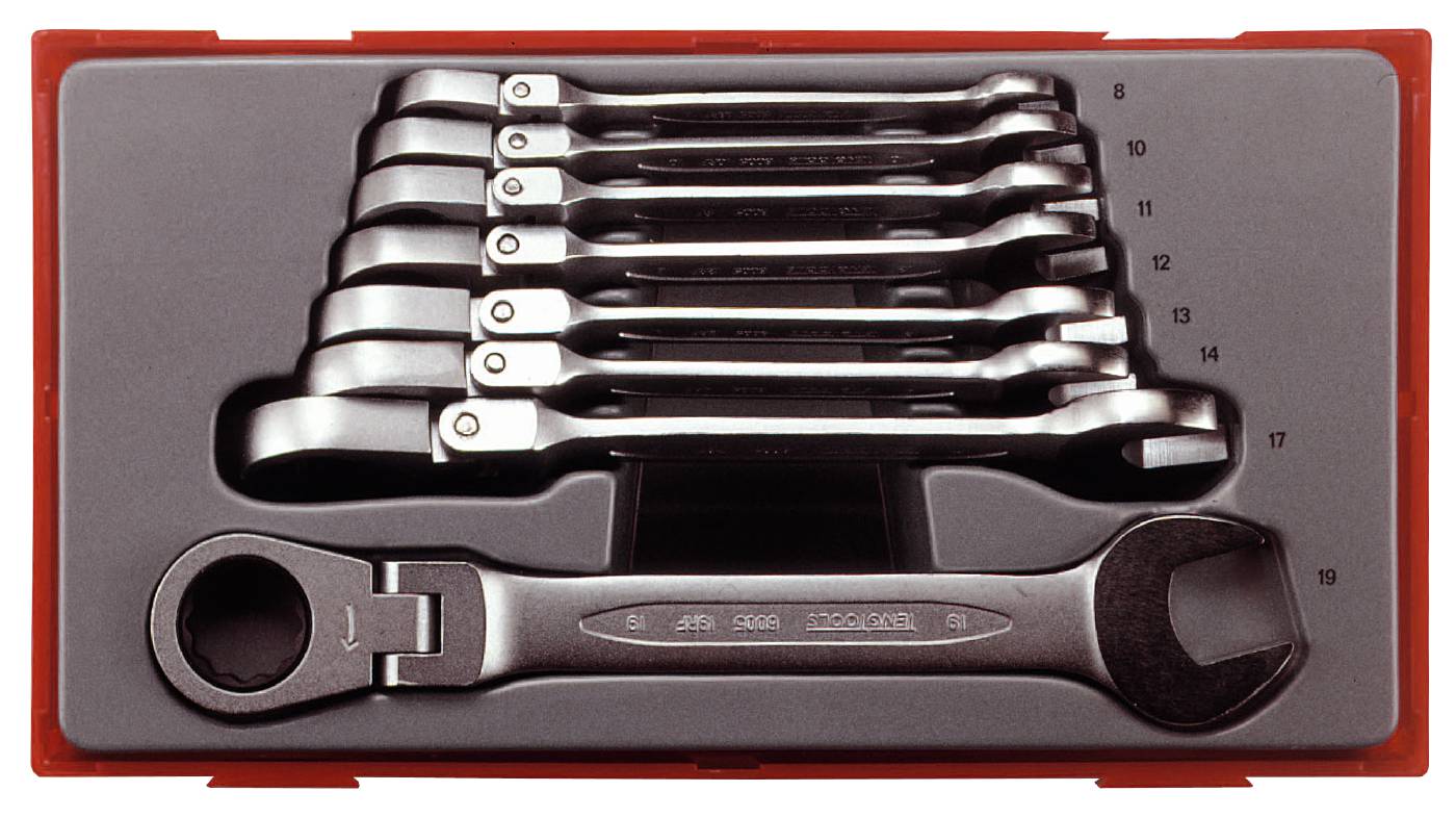 8 pc Swivel-joint combination spanner set Teng Tools TT6508RF