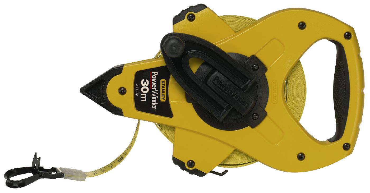 Glass fibre measuring tape in plastic frame Stanley Powerwinder