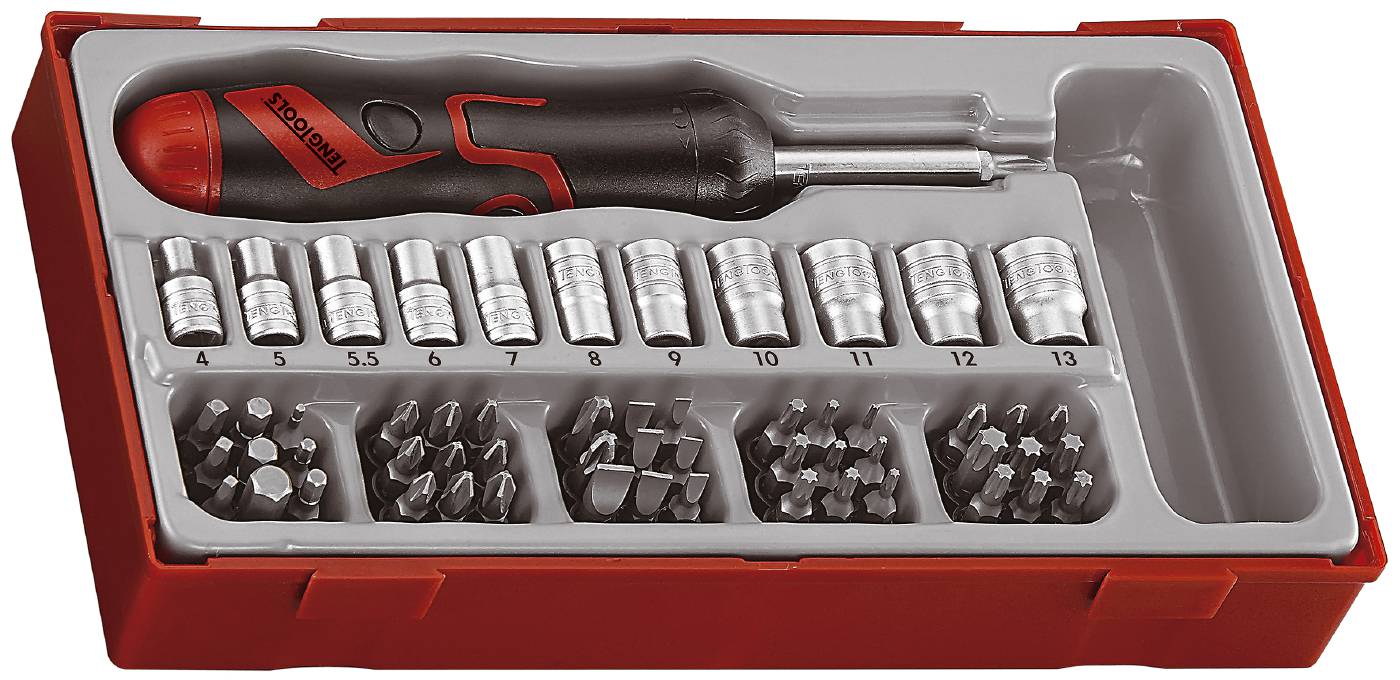 64 piece Set of bit ratchet screwdrivers Teng Tools TTMDRT64
