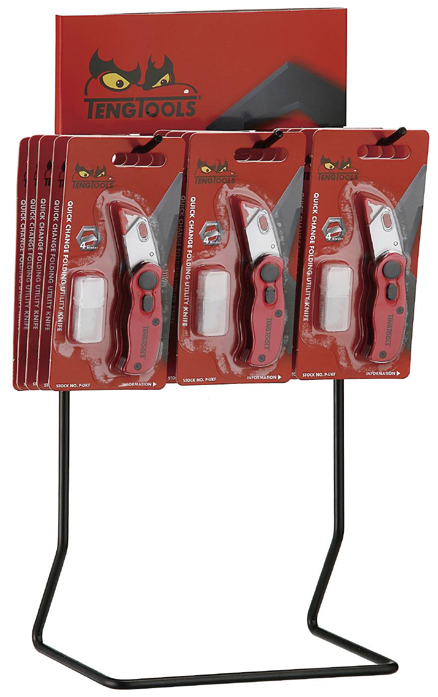 Small folding knives (universal knives) in display Teng Tools DIS-PUKF