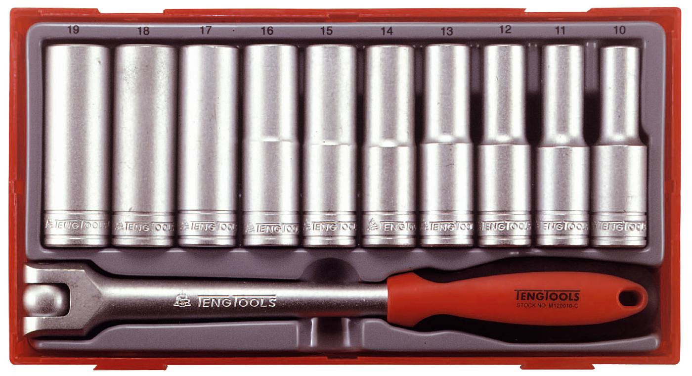 11 delars Hylssats med 1/2''-fyrkantsfäste Teng Tools TT1211