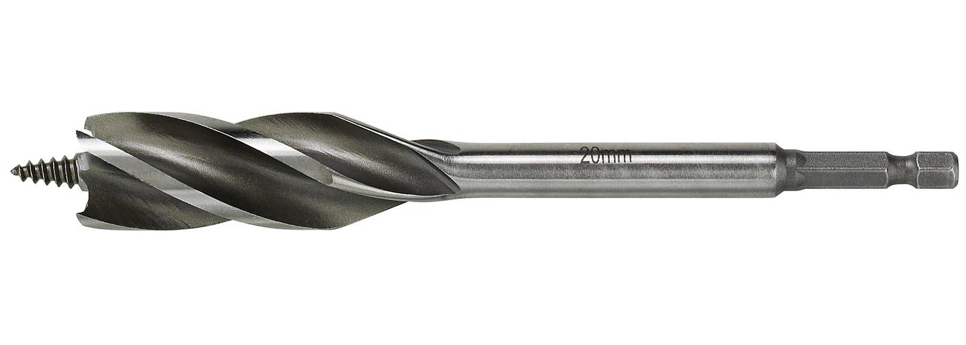 Auger bits with four side cutters - 1/4'' or 3/8'' hexagonal drive Luna