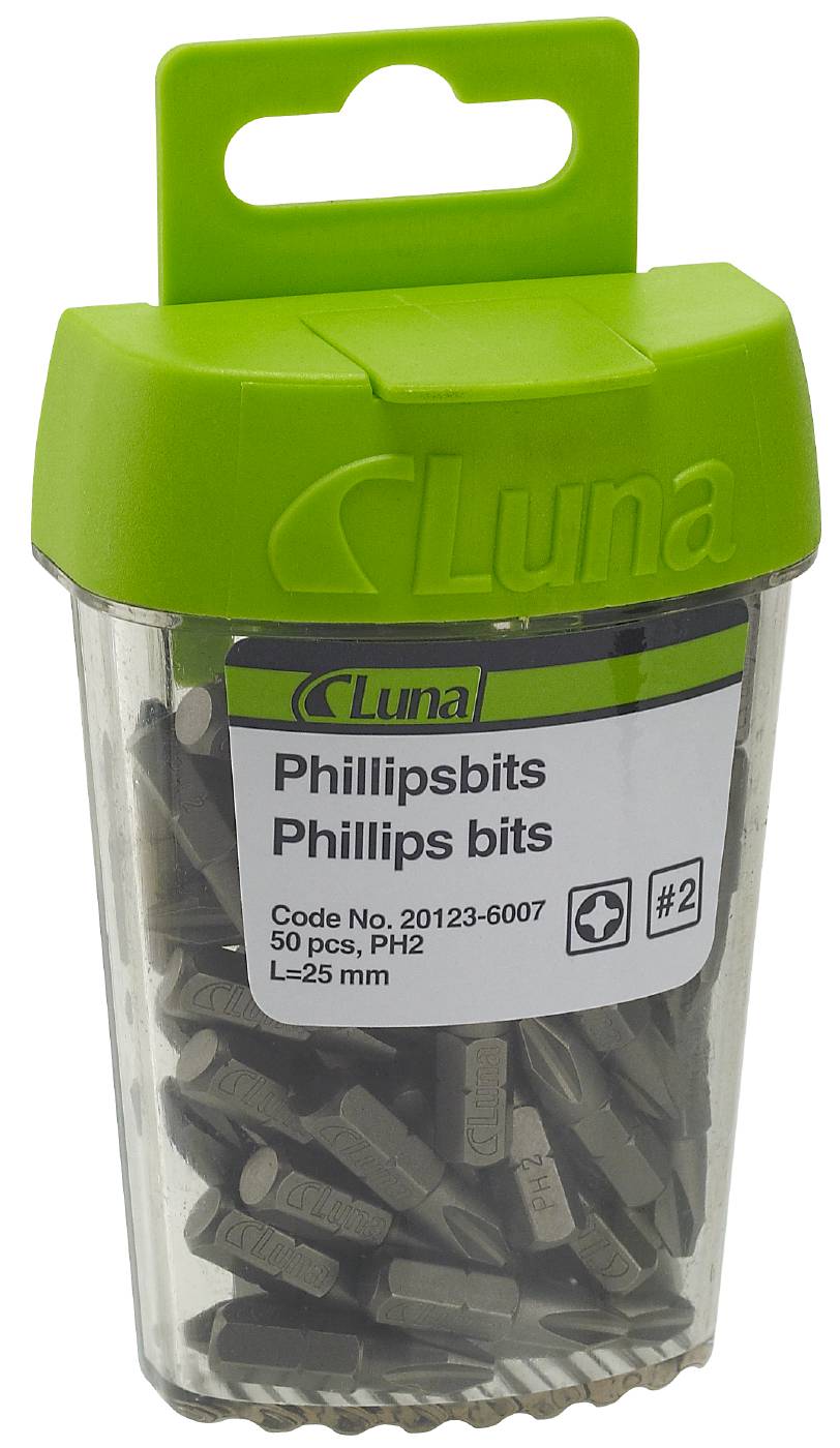 Bits for Phillips cross heads 25 mm Luna
