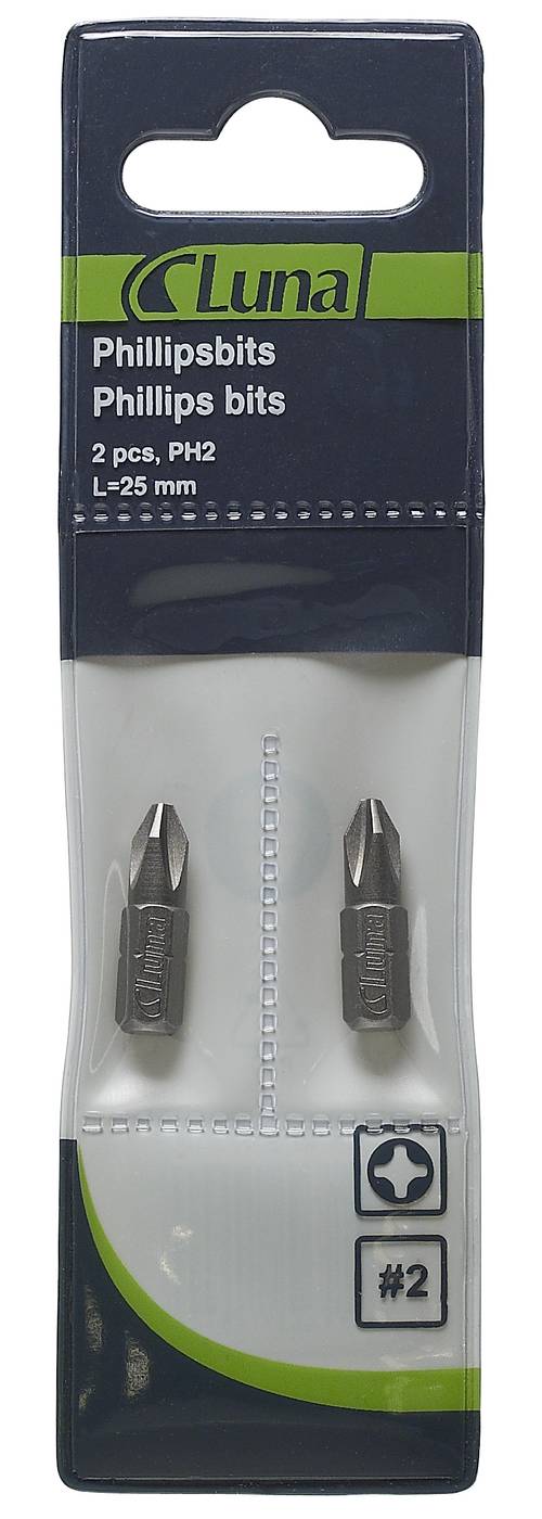 Bits for Phillips cross heads 25 mm Luna