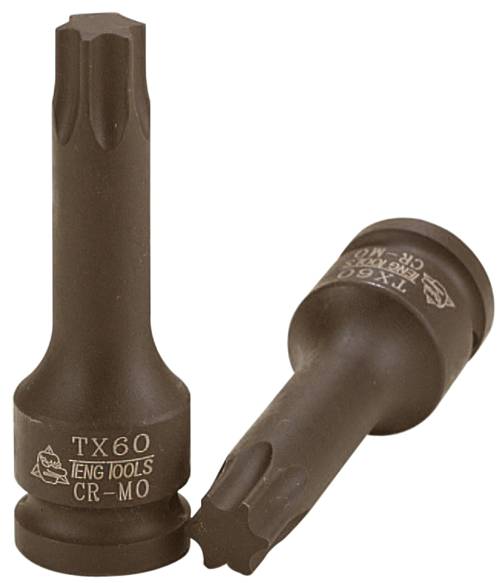 Kraftbitstoppe til TX-kærv 1/2" firkantfatning. Teng Tools 921207TX-C / 921270TX-C