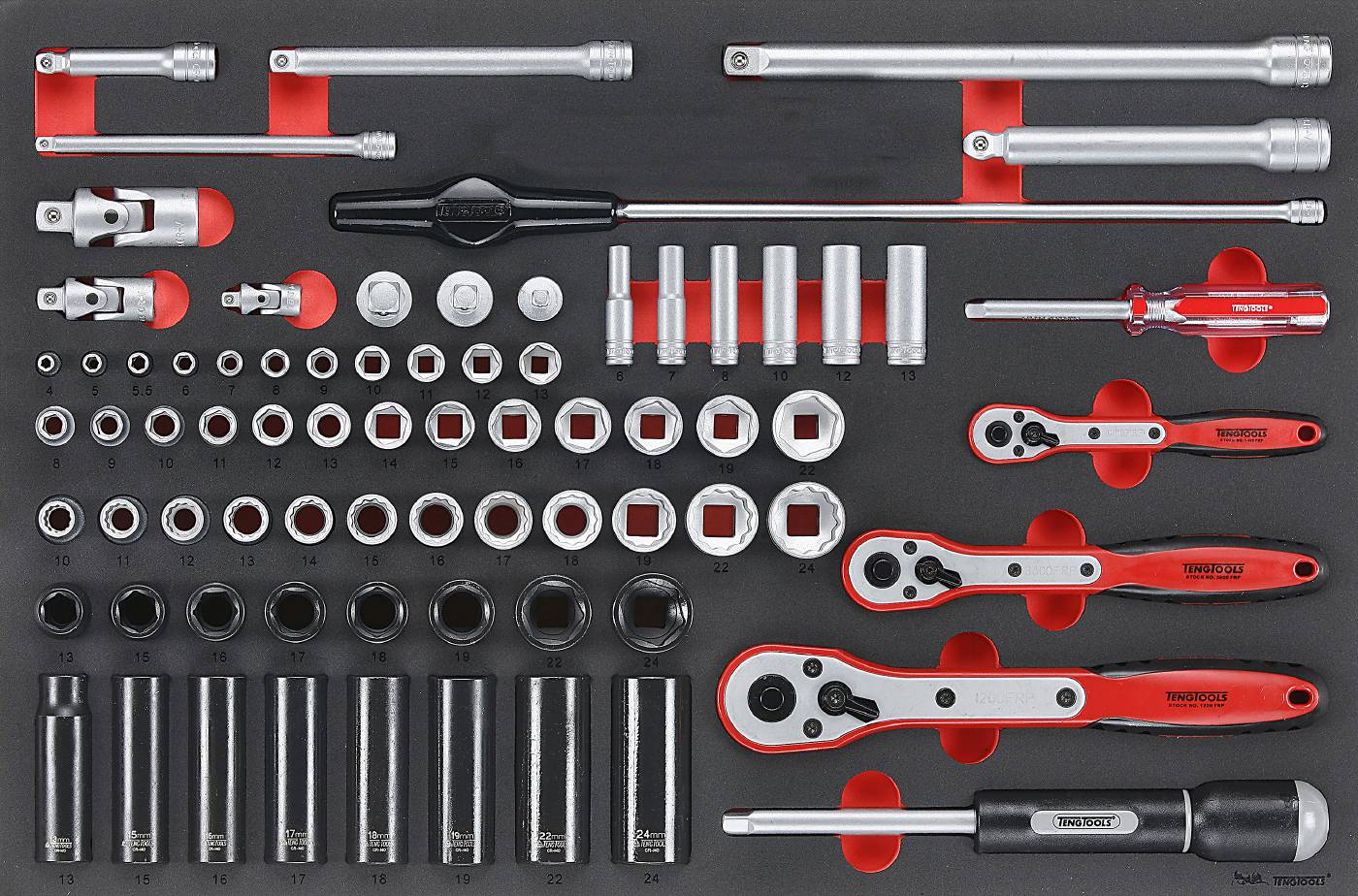 76-deles topnøglesæt Teng Tools TTESK77