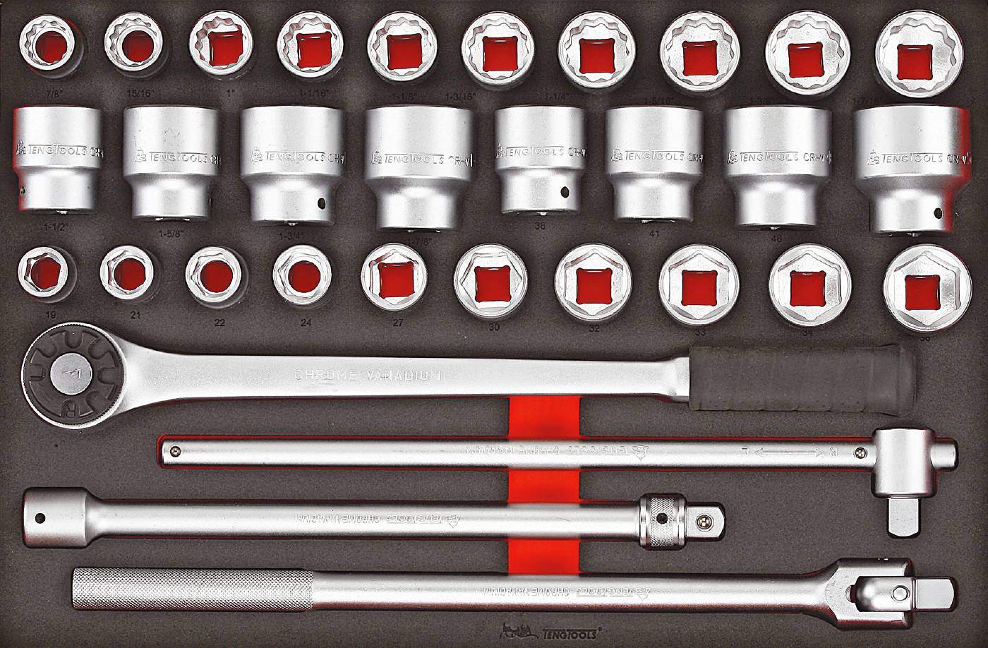 32 deler pipenøkkelsett med 3/4'' firkantfeste Teng Tools TTESK32