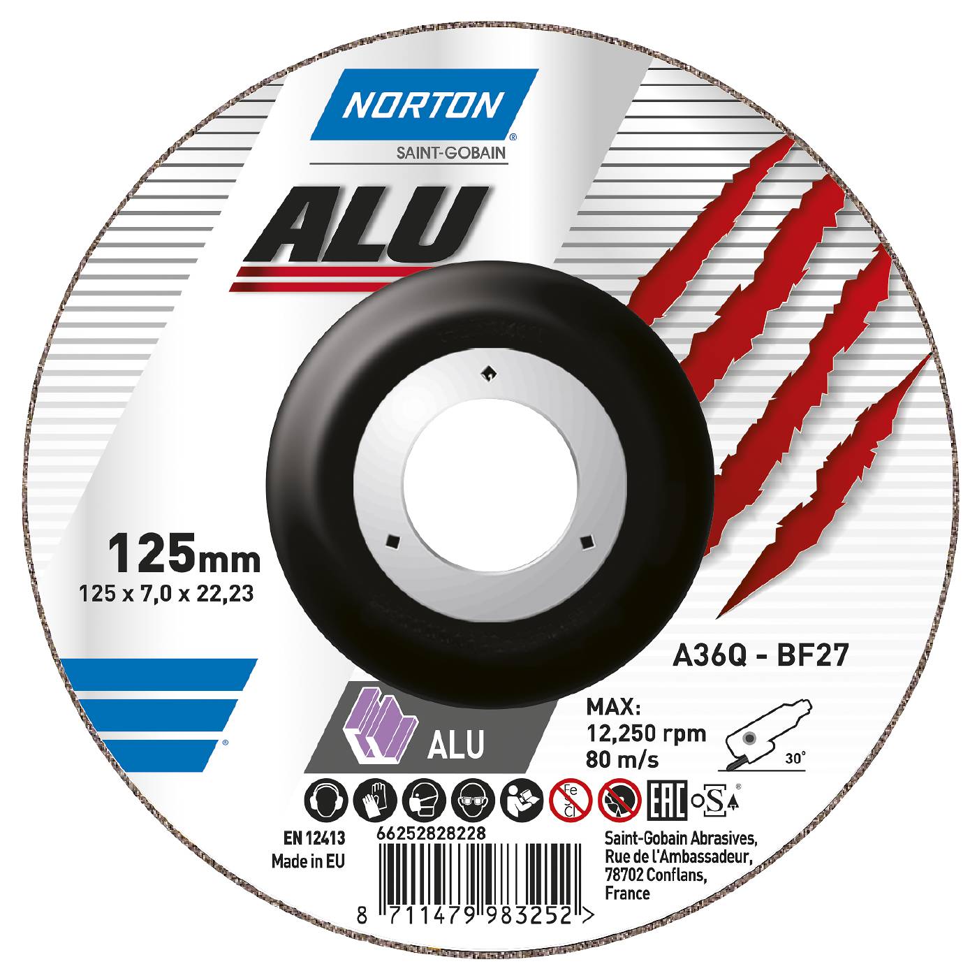 Depressed centre wheel for aluminium Norton Norline Alu