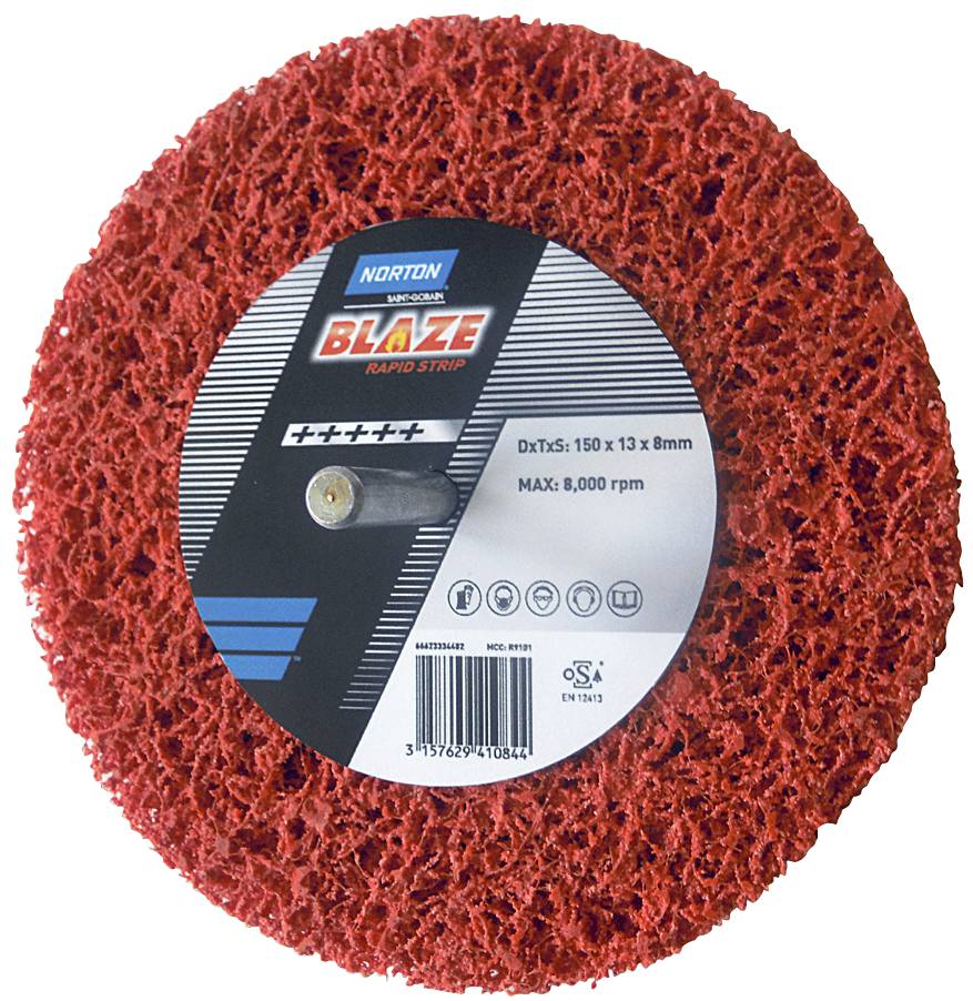Abrasive nylon disc with spindle Norton Bear-Tex Blaze Rapid Strip