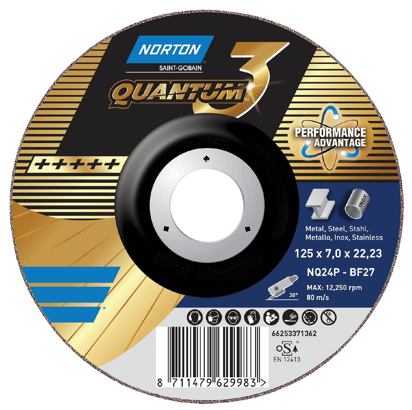 Depressed centre wheel for angle grinders Norton Quantum 3