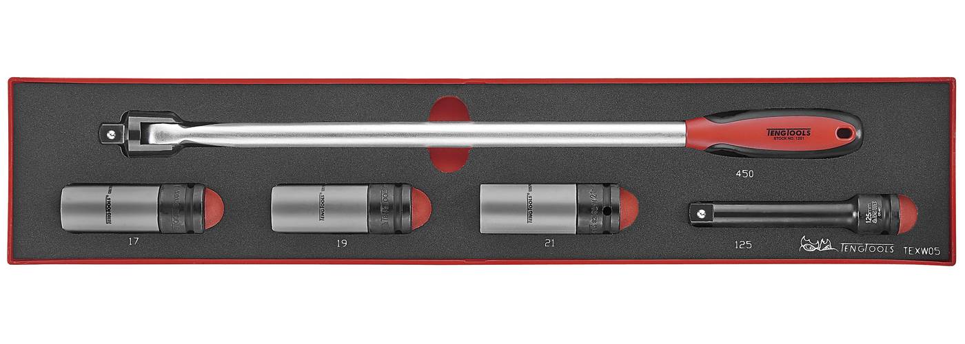 Hjulmøtriktopsæt med 5 dele. Teng Tools TEXW05